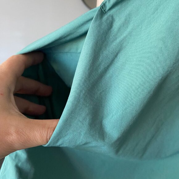 COS 100% Cotton Poplin Green V-Neck Dress with Pockets Size 12 - Picture 6 of 8